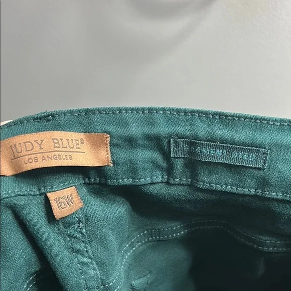 Judy Blue Tummy Control High Rise Wide Crop Denim Jeans | Teal - Picture 6 of 10